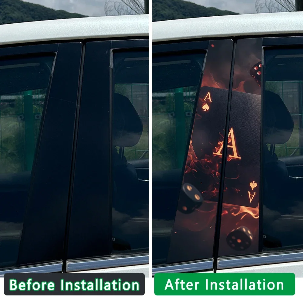 Fire Poker PET Car Stickers Waterproof DIY Auto B-pillar Playing Card Decoration Cover Scratches Universal Vehicle Decals