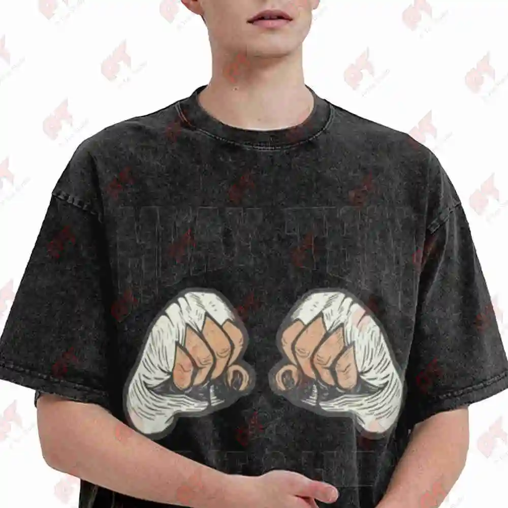 Muay Thai Training Martial Arts Vintage Washed Tee Pure Cotton T-Shirt