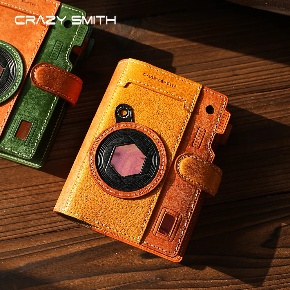 CRAZYSMITH Handmade A7 Leather Journal Full Grain Refillable Notebook Camera Inspired Vintage Planner Travelers Diary Note Pad