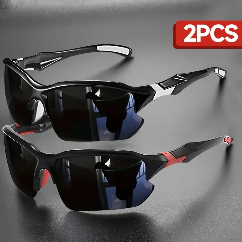 2PCS Sports Glasses for Men,Polarized TAC Lens,PC Frame,UV Protection,Ideal for Hiking,Cycling, Running,Golf,Driving Choice