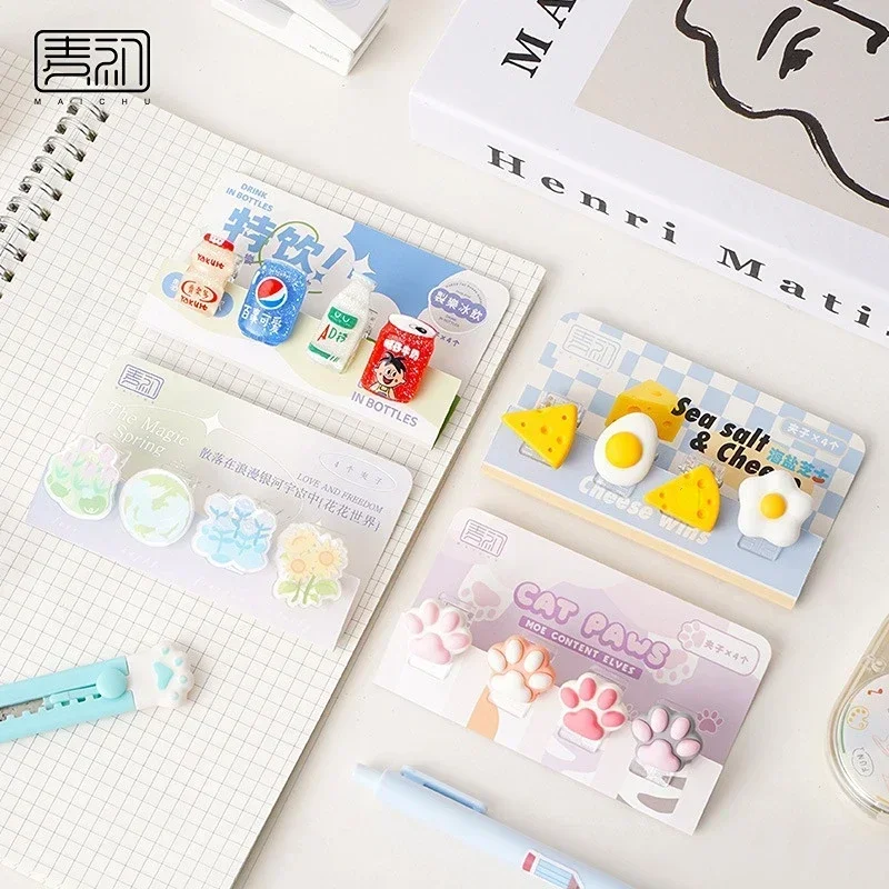 Mini Paper Clip Cute Cartoon Cat Paw Bookmark Kawaii Scrapbook Journal Clip Student Stationery Acrylic Clip Office Accessories