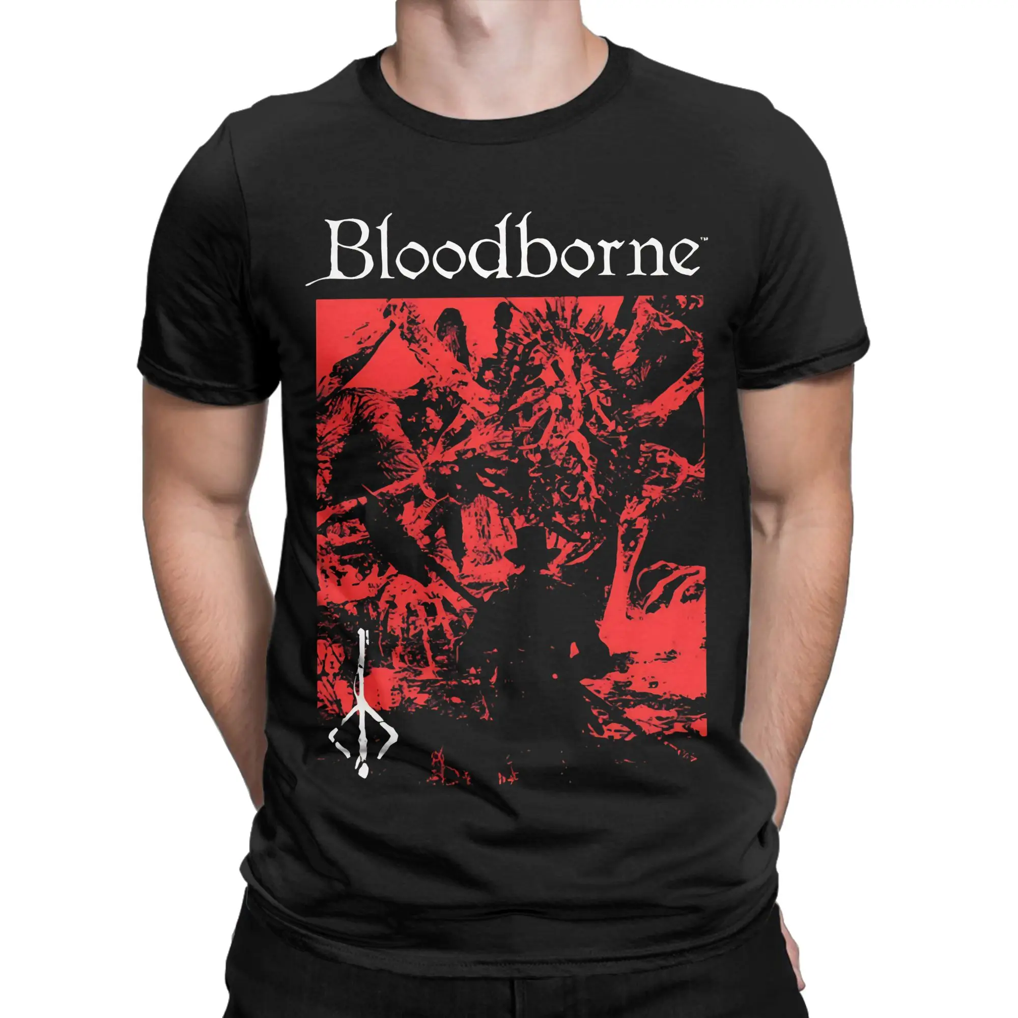 Men's Bloodborne Art   T Shirts  100% Cotton Clothes Hipster Short Sleeve Crewneck Tees Printed T-Shirt