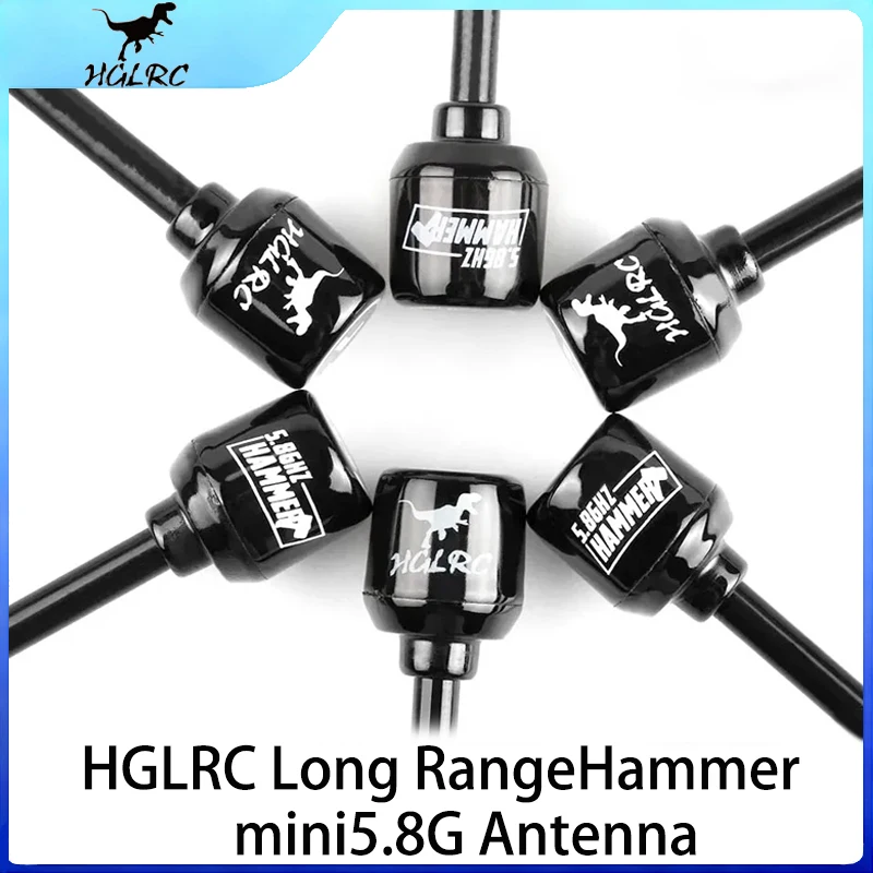 

HGLRC Mini Long-Range Hammer Antenna 5.8G 2.5dBi 135mm SMA/UFL/MMCX Dual Polarization (RHCP/LHCP) for RC FPV Racing Drone