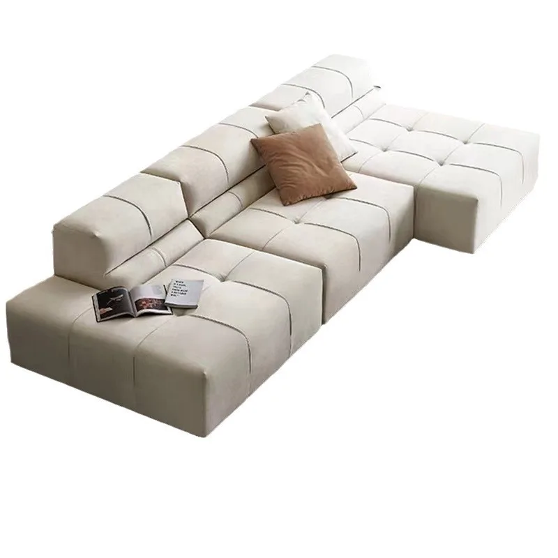 

Cream wind module combination flannel sofa modern simple light luxury designer