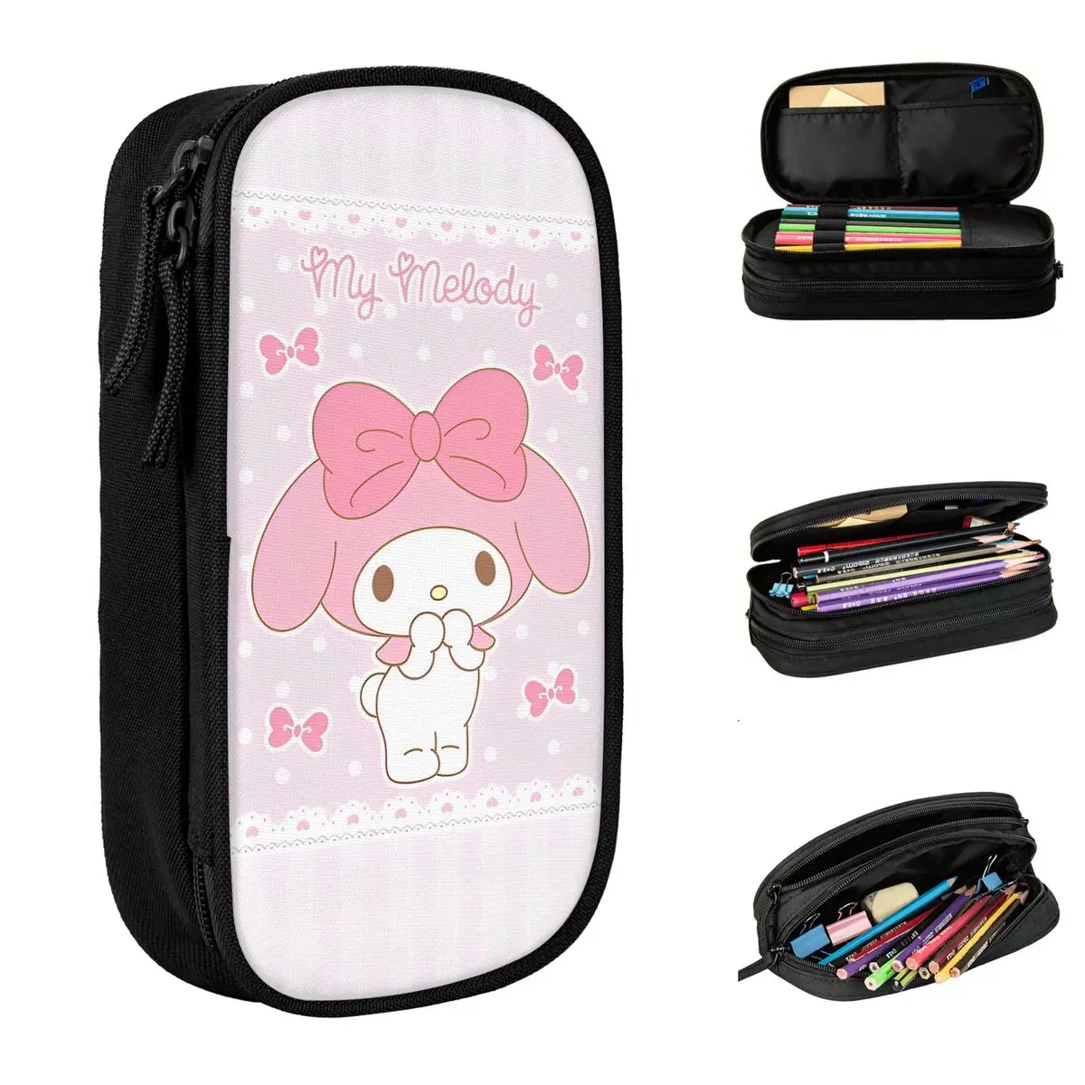 

Cartoon My Melody Pencil Case University Pencil Pouch Kids Double Layer Kawaii Back To School Pencil Cases Stationery Organizer