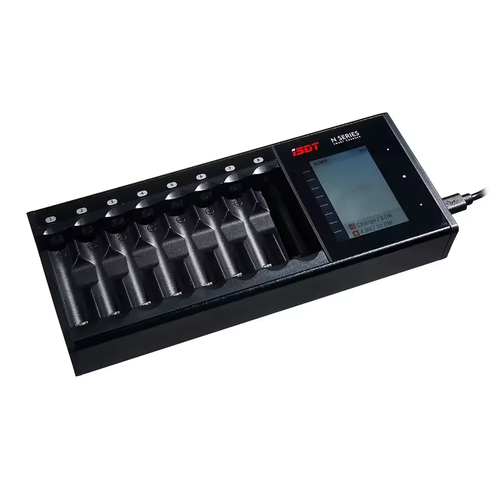 

New ISDT N8 Multichannel 18W 1.5A 8 Slots LCD AA/AAA Battery Quick Balanced Charger for LiIon LiHv Life NiMh Nicd Nizn RC Parts
