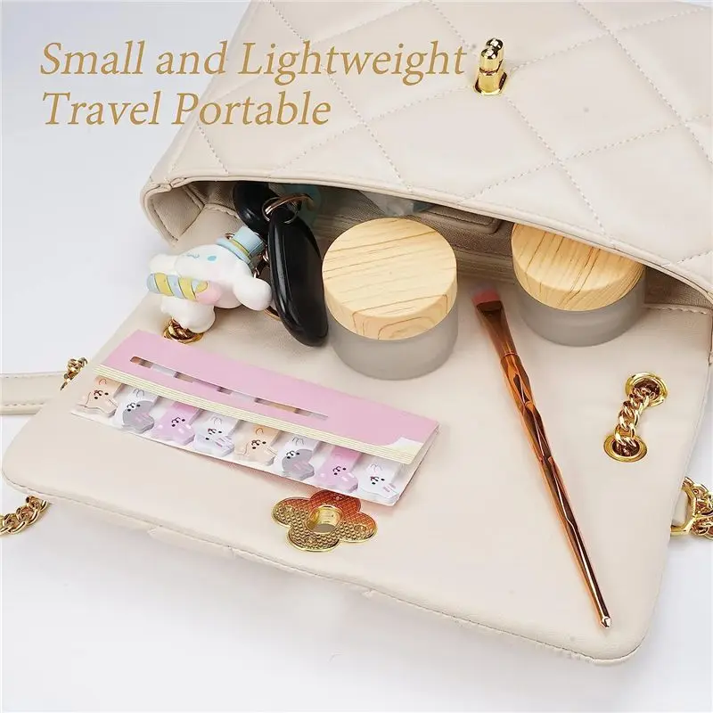 ABFS Pack of 6 30 Ml Glass Jars with Wooden Lid, Matt Clear Glass Jars, High-Quality Glass Jars, Moisturiser Container