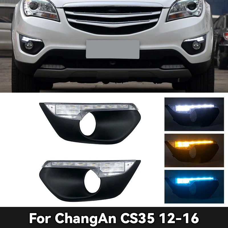 

Car DRL For Changan CS35 2012 2013 2014 2015 2016 Front Bumper LED Daytime Running Light Fog lamp cover with turn signal