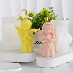 Pray Wings Angel Silicone Candle Mold DIY Boy Girl Soap Resin Plaster Doll Making Chocolate Cake Ice Cube Mould Desk Decor Gifts