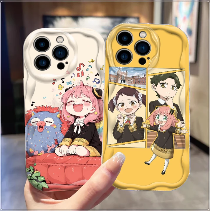 SPY X FAMILY Japanese Anime For Apple iPhone 15 14 13 12 11 XS XR X Pro Max Plus Wave Oil Back Phone Case