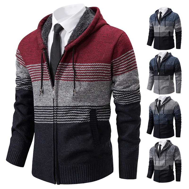 

Men's Hooded Cardigan Sweater Coat 2025 New Autumn Casual Hoodies Y2K Korean Streetwear Knitted Jacket Trend Hombre Men Clothing