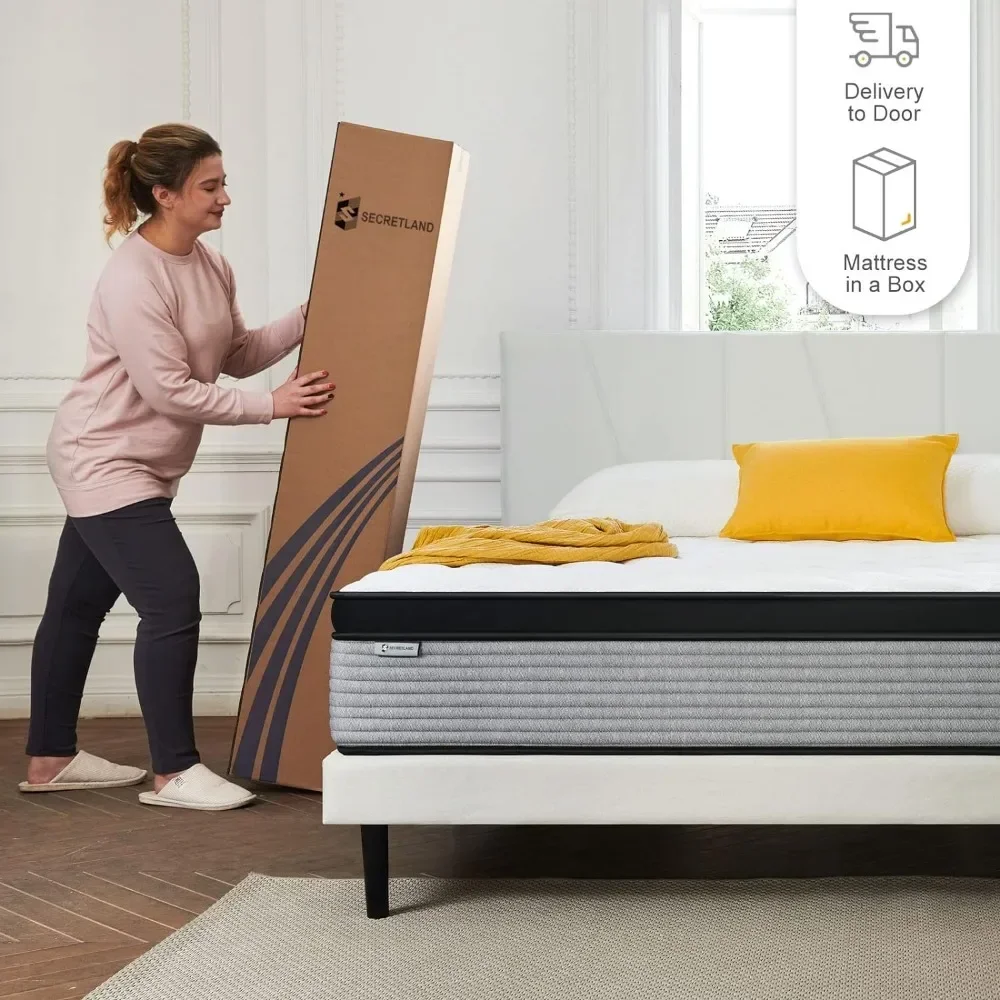 

y King Size Mattress, 10 Inch Hybrid Memory Foam Mattress and Individual Pocket Springs,King Bed in a Box