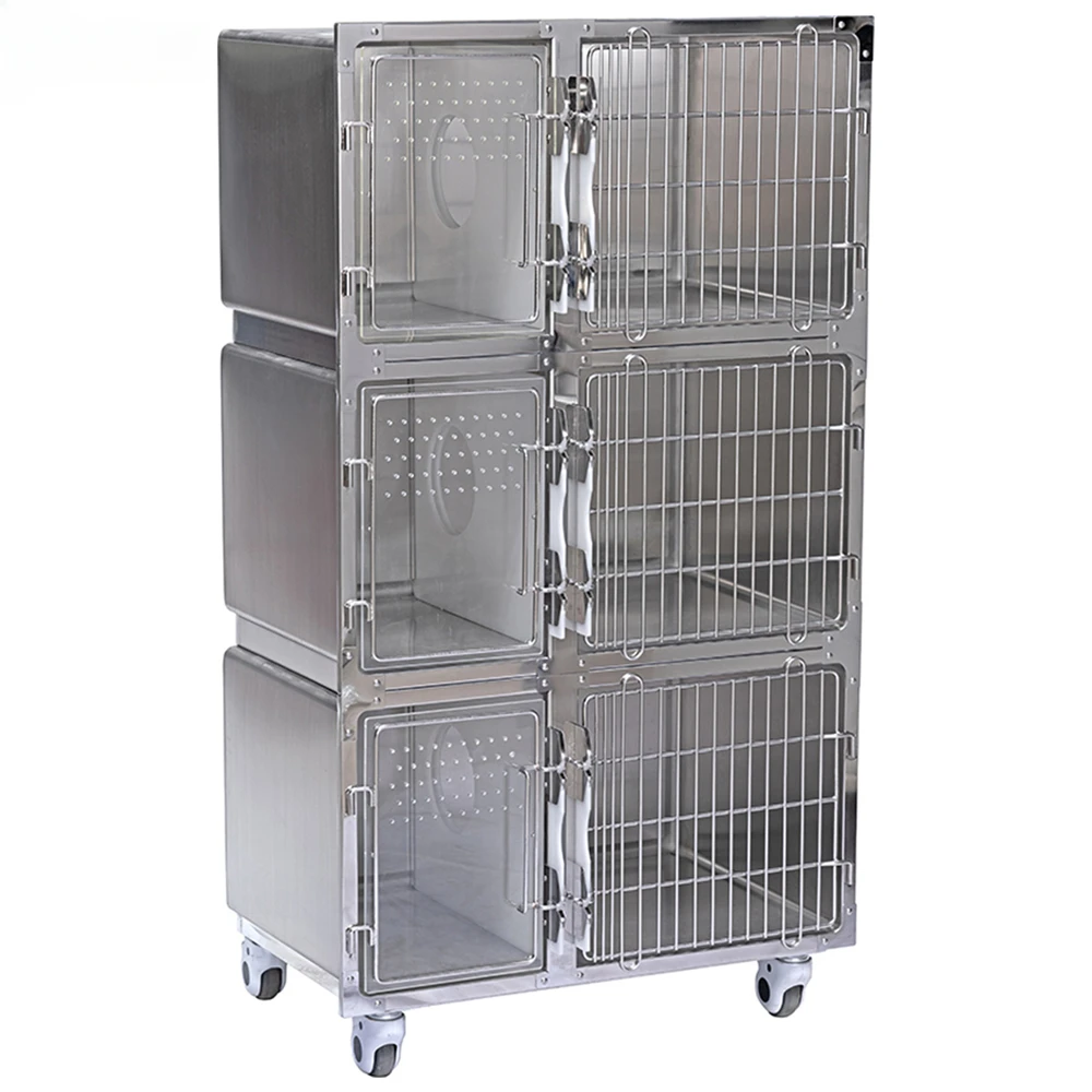 

N High Quality Veterinary Animal Cages Stainless Steel Cat Cage 3 Layers Pet Breeding Cage