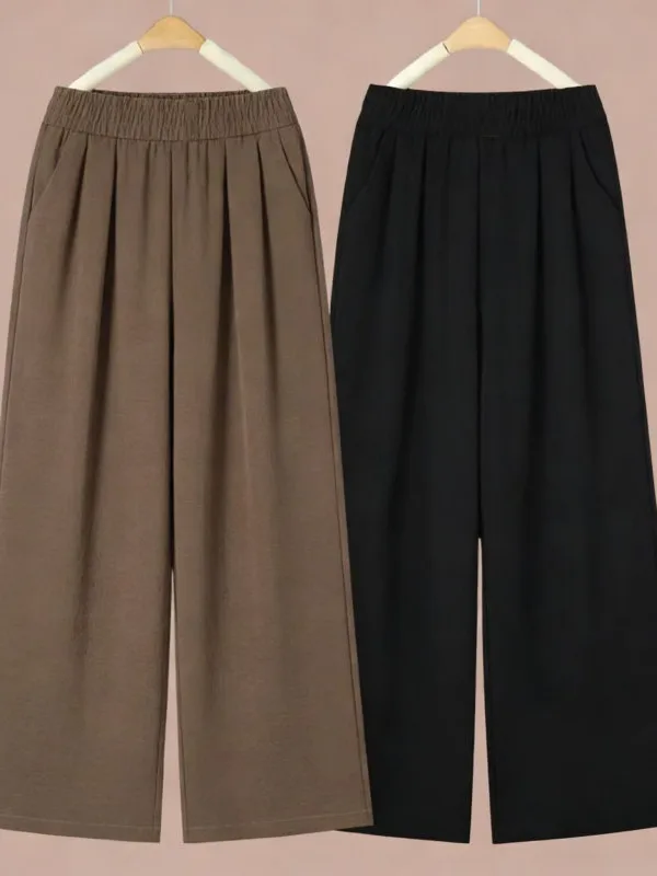 

High Waist Wide Leg Pants Women's Summer New Straight Cut Loose Slimming Drapey Ice Silk Casual Pants Mom Nine Points