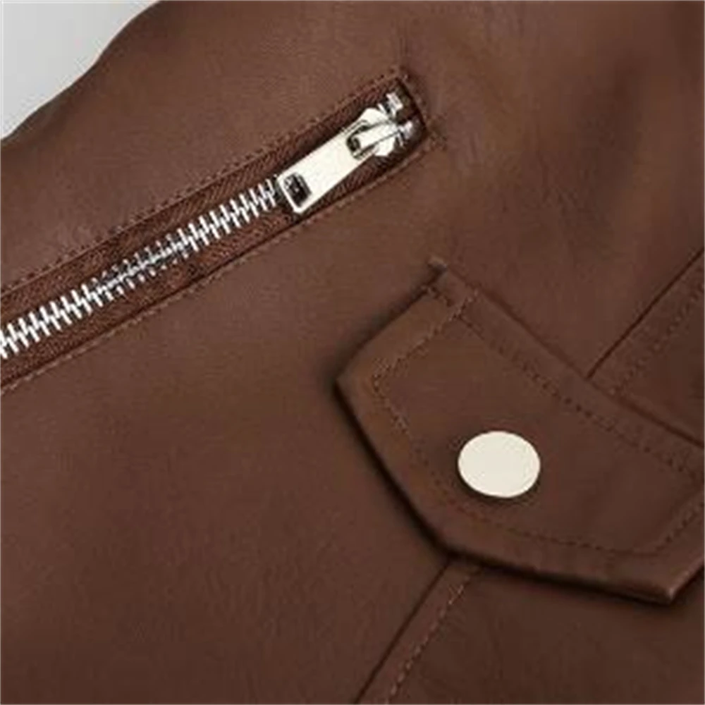 ผู้หญิงหนังOuterwearฤดูหนาวแฟชั่นLadyขนแกะรถจักรยานยนต์หนังเสื้อลําลองหญิงสั้นBikerแจ็คเก็ตเสื้อผ้าTops