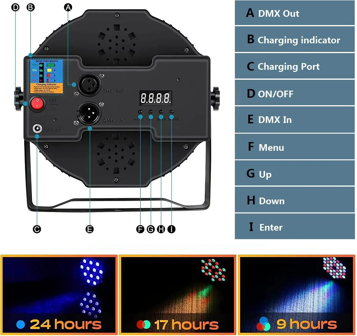 قابلة للشحن الاسمية يمكن أضواء U`King اللاسلكية LED Uplights بطارية تعمل بالطاقة Uplighting RGB 36 واط المرحلة الإضاءة للمناسبات DJ ديسكو #4