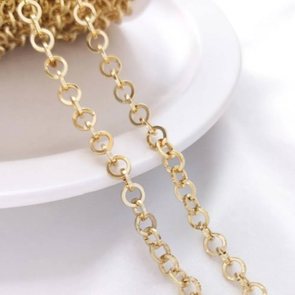 

14K Gold Color Square Line Ring Chain Handmade Circle Chain DIY Bracelet Necklace Earrings Jewelry Loose Chain