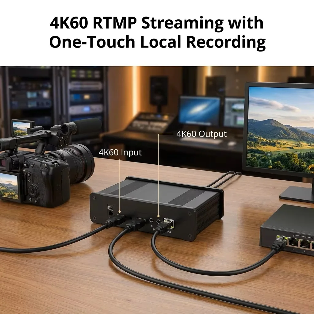 

UNISHEEN BM4K60H Video Encoder Recorder HDMI to IP HDR BT.2020 RTSP SRT RTMP UDP IPTV Live Streaming Standalone