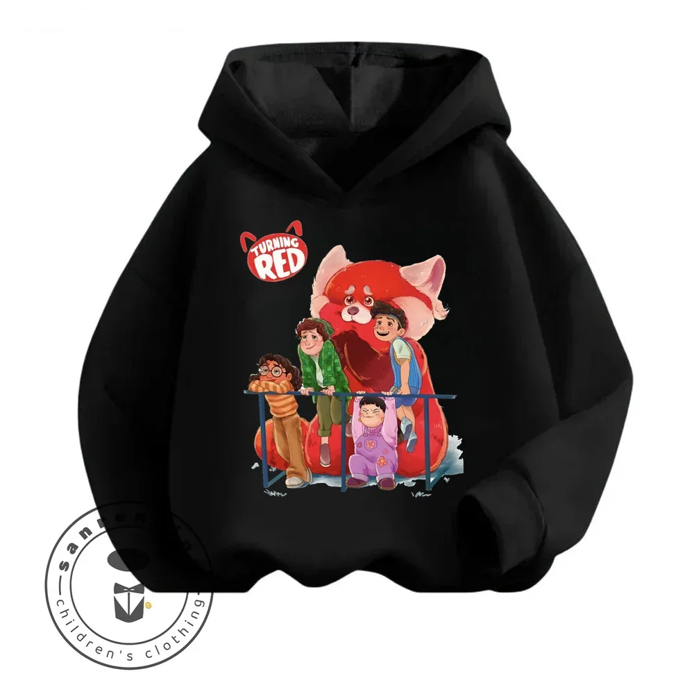 2024 Turning Red Cartoon Inspired Long Sleeve Apparel Crafted Comfort Breathability Children\'s Spring Fall Long Sleeved Hoodie