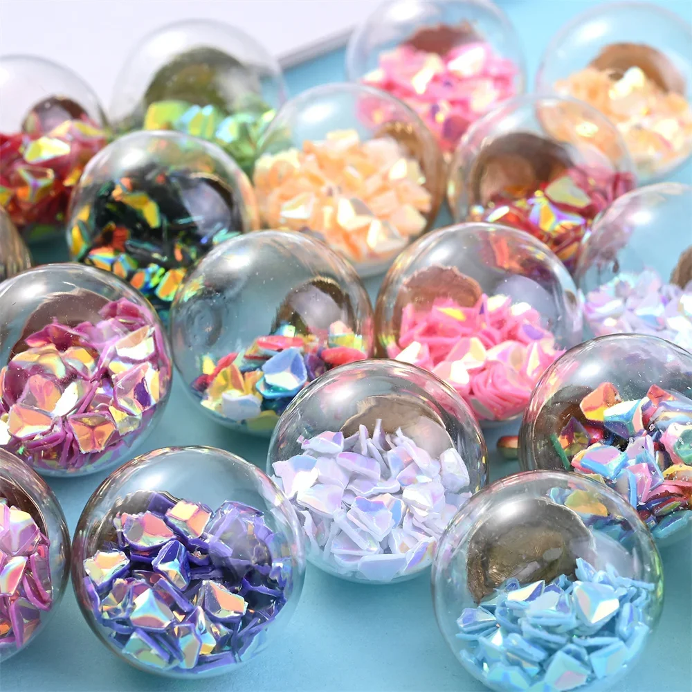 10Pcs Transparent Glass Ball with Rhinestone Beads for DIY Making