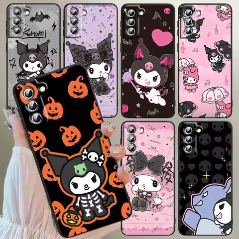 Sanrio Kuromi Melody Exquisite For Samsung Galaxy S24 S23 S22 S21 S20 FE S10 S10E Plus Ultra Pro Lite 5G Black Funda Phone Case