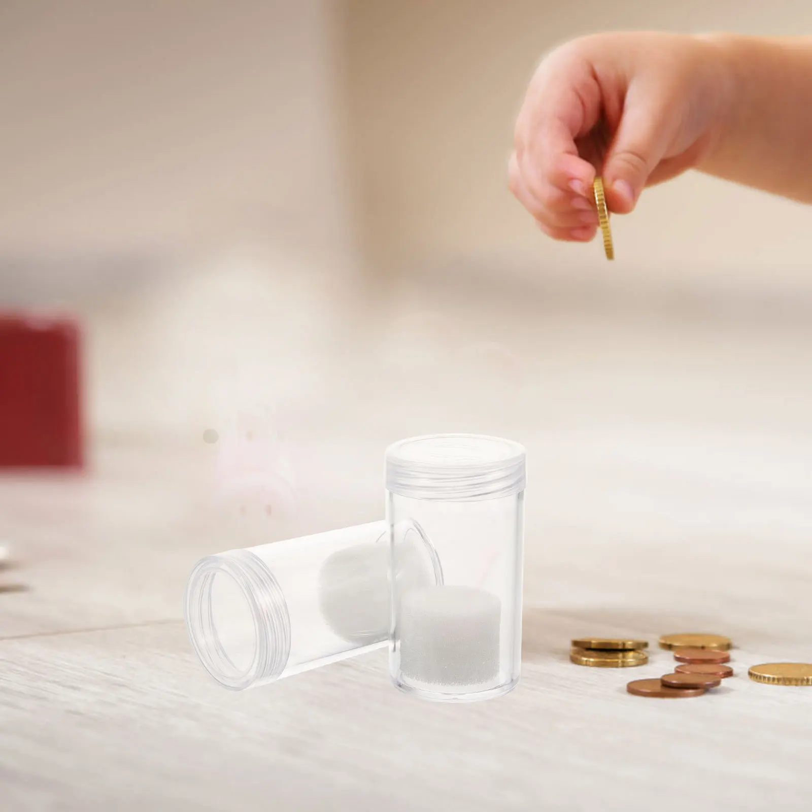 Contenitore trasparente per tubi in plastica da 2 pezzi, contenitore trasparente per collezionisti, supporti per mezzo dollaro, durevole e trasparente