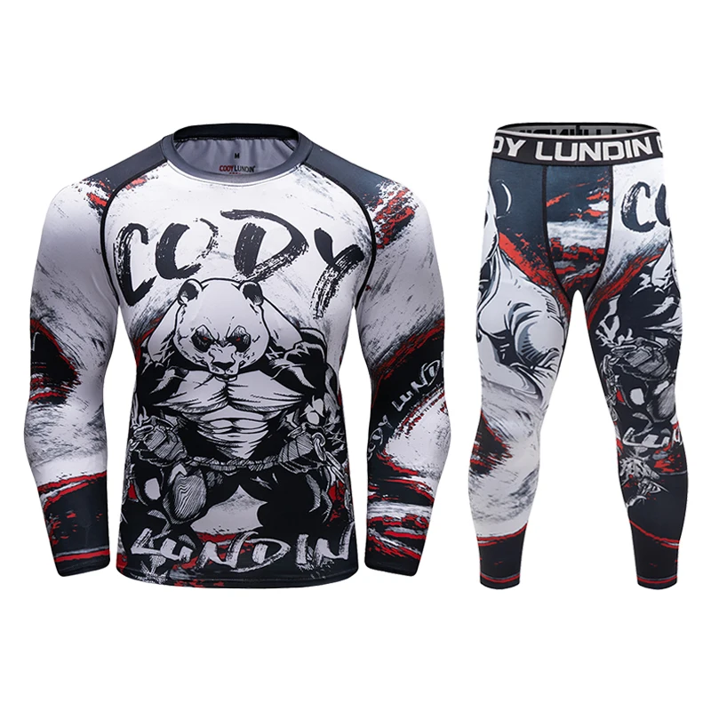 Cody lundin Anime Print UPF 50+ Men Surfing Swiming Rashguard Set T-Shirts+Legging Custom Sublimation Men Boxing Training Suits