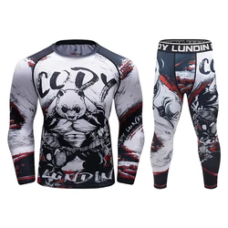 Cody lundin Anime Print UPF 50+ Men Surfing Swiming Rashguard Set T-Shirts+Legging Custom Sublimation Men Boxing Training Suits