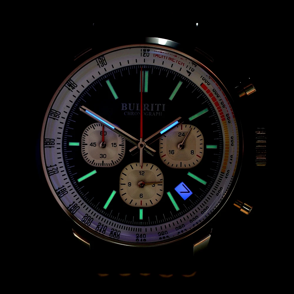 Vintage Pilot Chronograph Watch Men VK63 Chrono Watches Military 42mm Quartz Wristwatches Dome Glass Luminous Clocks BULRITI