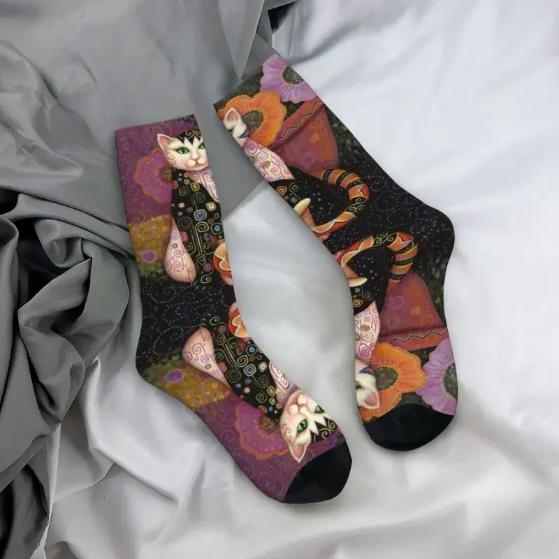 Gustav Klimt Cat Painting Dress Sock uomo donna uomo traspirante caldo moda Vintage Crew Socks