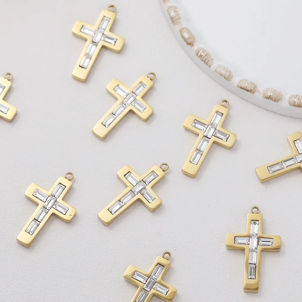 

Cordial Design 15*24MM 20Pcs Jewelry Findings/Cross Shape/Charms For Necklace/Stainless Steel/Hand Made/DIY CZ Pendant #195259