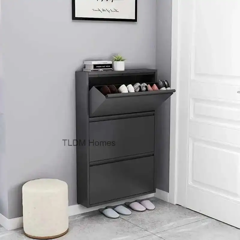 

Modern Narrow Shoe Rack Home Aesthetic Living Room Furniture Tilted Vertical Wooden Storage Hallway Shoe Cabinets k
