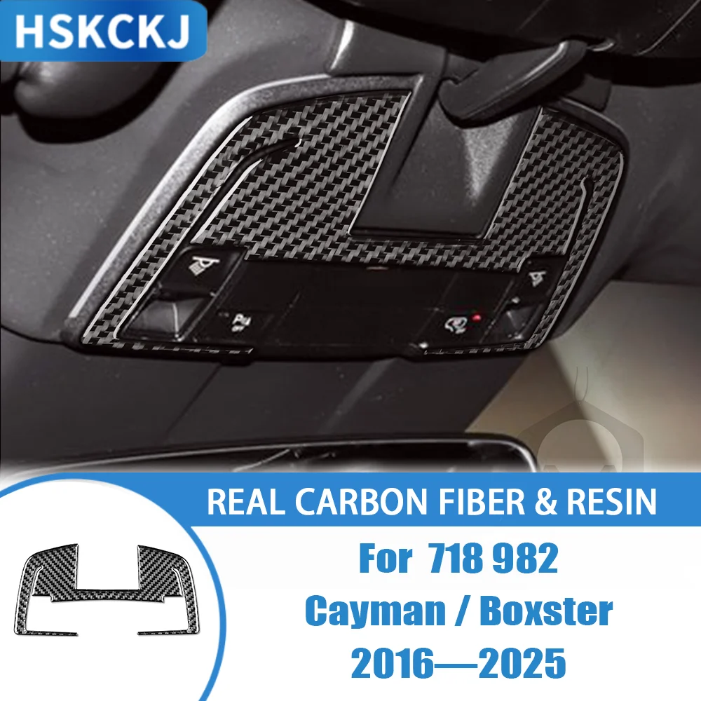 

Автомобильные аксессуары из углеродного волокна, панель лампы для чтения на крыше, внутренняя отделка, модифицированная наклейка для Porsche 718 982 Cayman Boxster