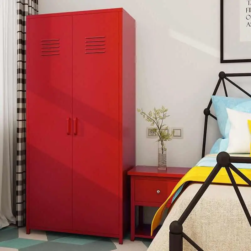 Powder Coating Rust Prevention Aluminum Alloy Wardrobe Manual Double Door Storage Closet Wear Resistant Bedroom Furniture