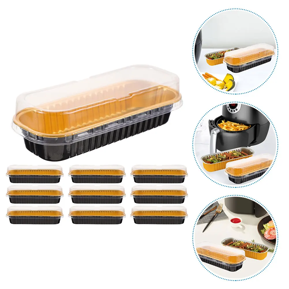 

10pcs Aluminum Foil Cake Boxes Heat Resistant Baking Containers For Durian Cakes Multi-Functional 200Ml Black Food