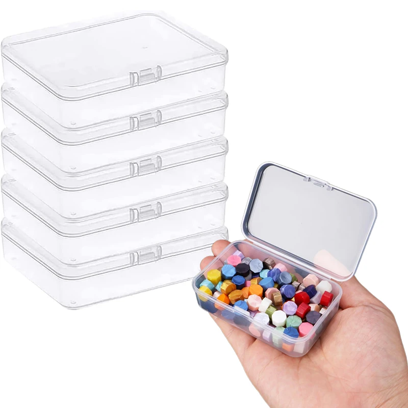 5pcs Plastic Case Small Rectangle Containers With Lids Clear Storage Boxes For Card Crafts Learning Supplies Screws Battery