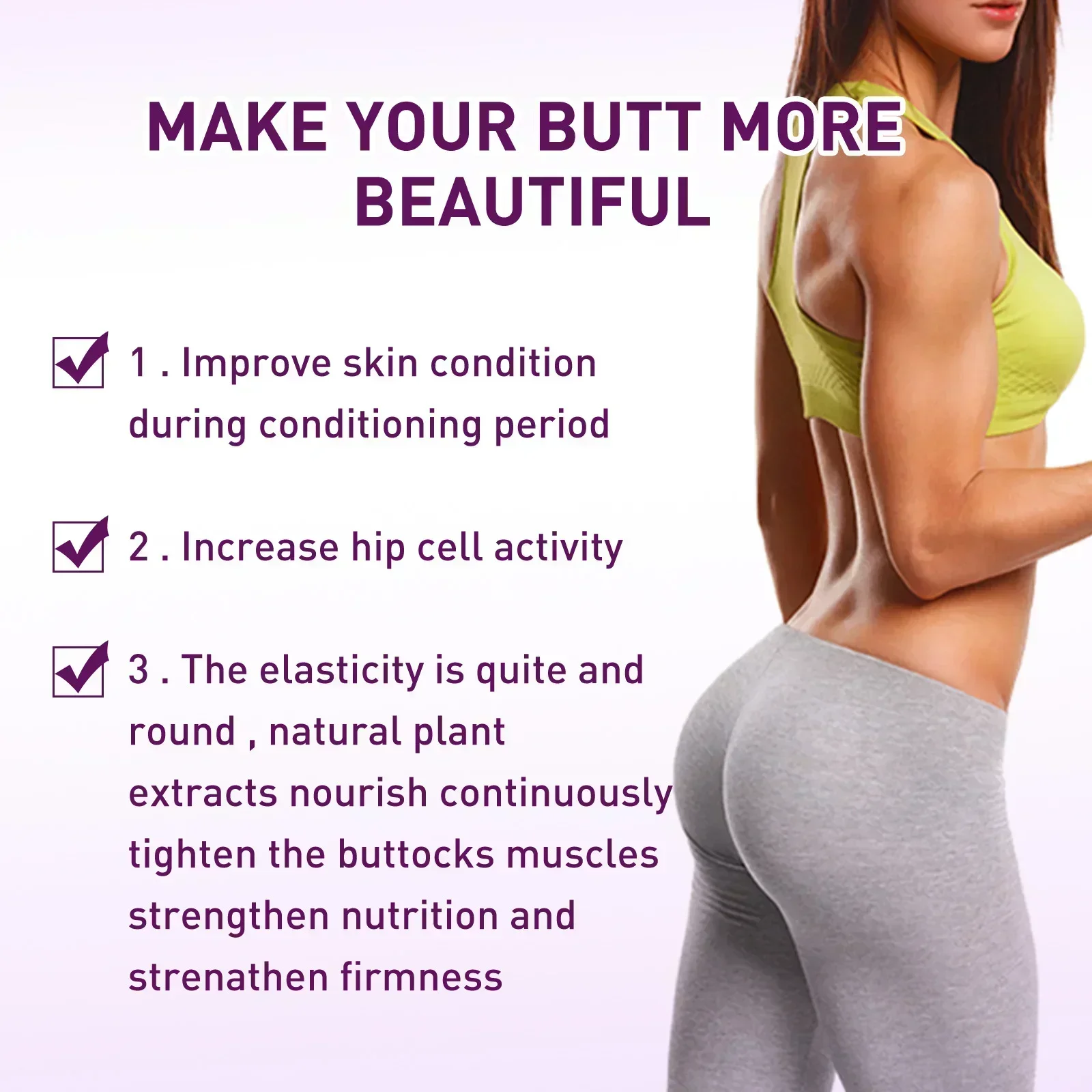 Solido e tono con olio da massaggio naturale per una crescita più grande dei glutei, potenziatore del sedere per curve Sexy