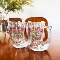 Mermaid Glass Water Cups, Creative Coffee Mugs, Flower Tea Cup, Breakfast Milk Mug, Wine Whiskey Cocktail Glass, Drinking Glasse