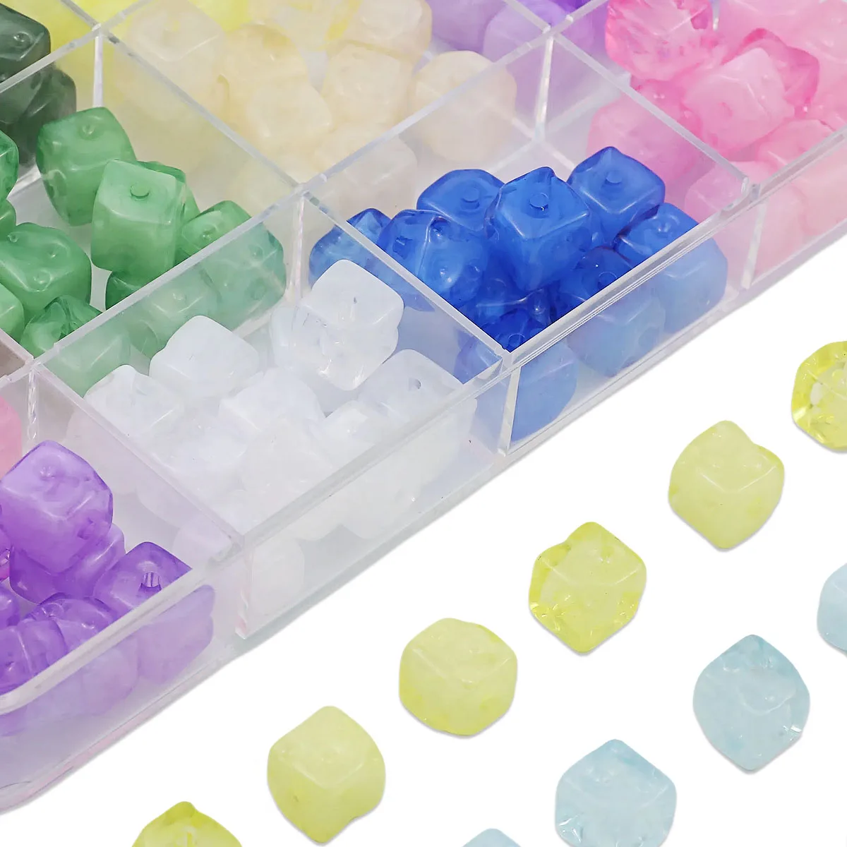 10pcs/Lot 13mm Square Cheese Beads Acrylic Loose Beads for Jewelry Making Charms Bracelet Necklace Keychain DIY Accessories