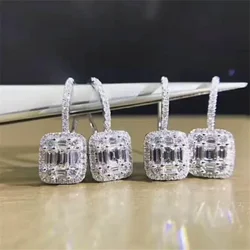 Charm 925 sterling silver Dangle Earring T shape Lab Dimaond Jewelry Party Wedding Drop Earrings for Women Bridal Gift