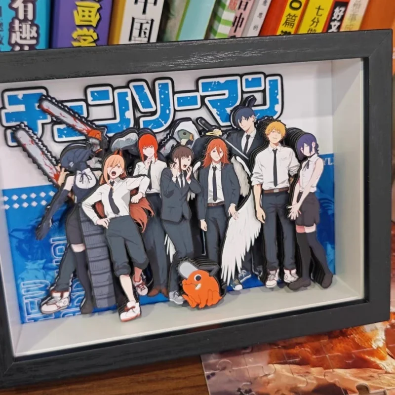 Novo anime motosserra homem artesanal pintura 3d figura modelo jogando 3d decorativo pendurado imagem desktop ornamento periférico presentes