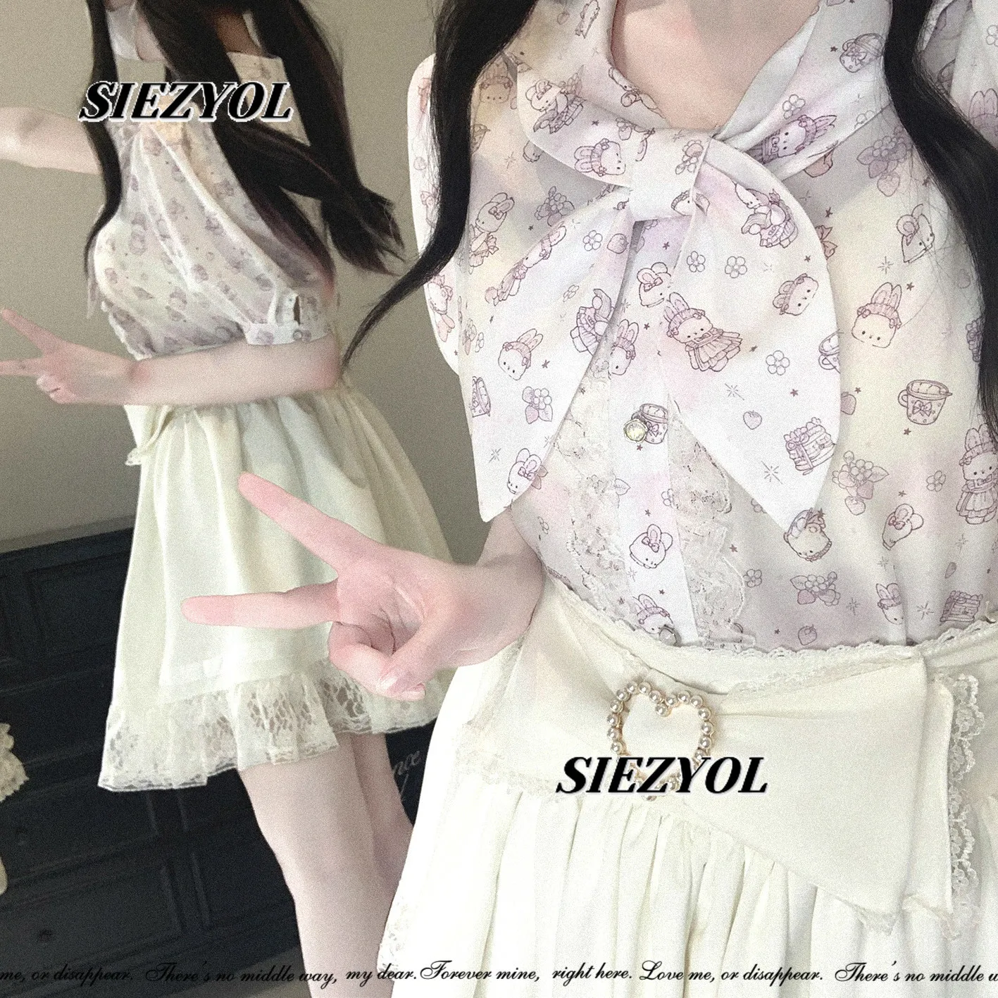 Summer New Original Love Diamond Buckle Lace Edge Puffy Short Skirt Sweet Cute Girls High Waist Color Matching Mini Skirts