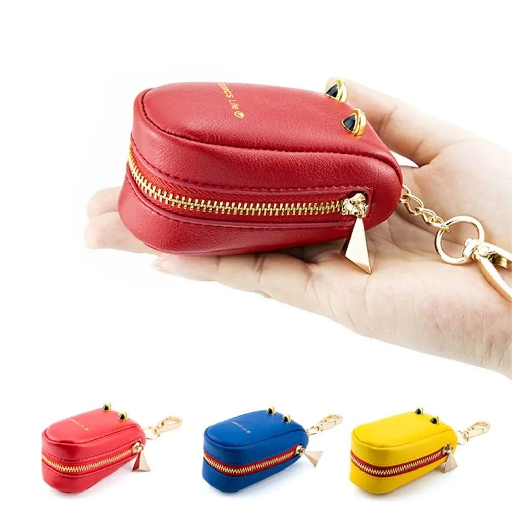 

Creative Car Key Case Cute Portable Leather Key Cover Wallet Crocodile Mouth Shape Zipper Mini Keychain Bag Car Accessories