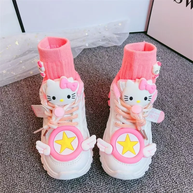 2025 new hello kitty real photo Spring autumn winter drop shipping Girls' Small Fashion Children's Cartoon kids children shoes