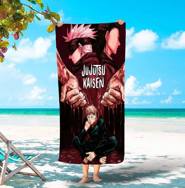 Jujutsu Kaisen Printed Microfiber Bath Beach Towel for Kids Boys 70*140cm Soft Water Absorbing Breathable Anime Swimming Travel