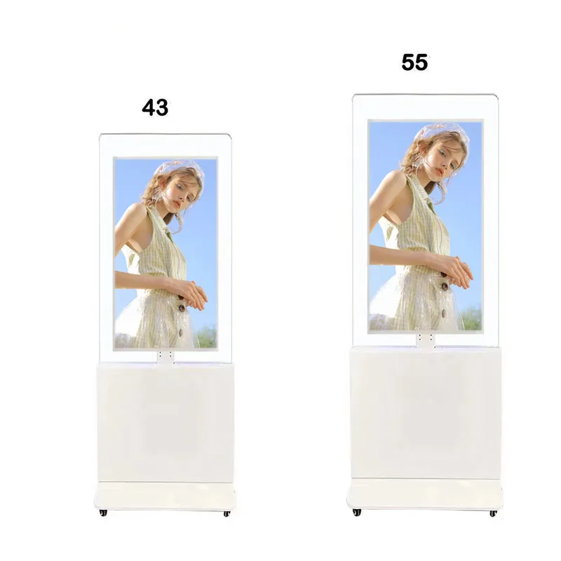 شاشة Oled شفافة 43/55 بوصة لافتات رقمية داخلية نافذة عرض أندرويد 4K مواجهة معدات إعلانية عالية السطوع