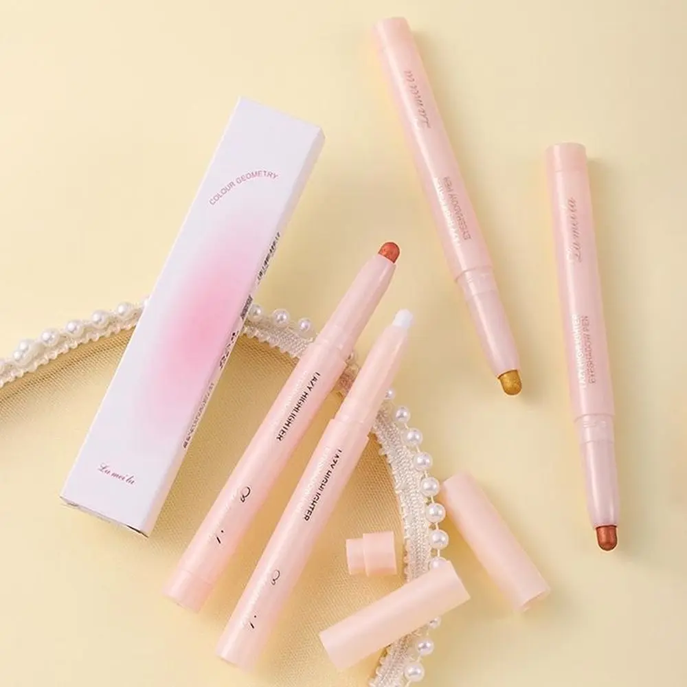 Błyszczący sztyft do powiek z efektem jedwabiu, biały perłowy, wysoki połysk, matowy rozświetlacz do makijażu, kosmetyki.