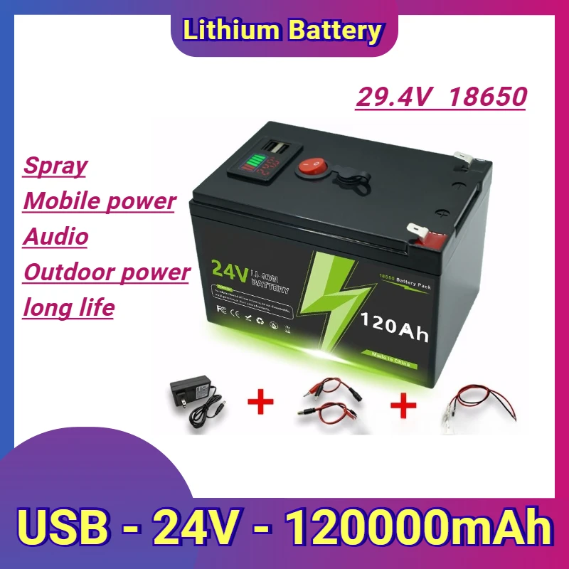 

Outdoor Power Supply for Sprayers, Power Banks, and Speakers, 29.4V - 18650 Lithium Ion Long Lasting Rechargeable Battery