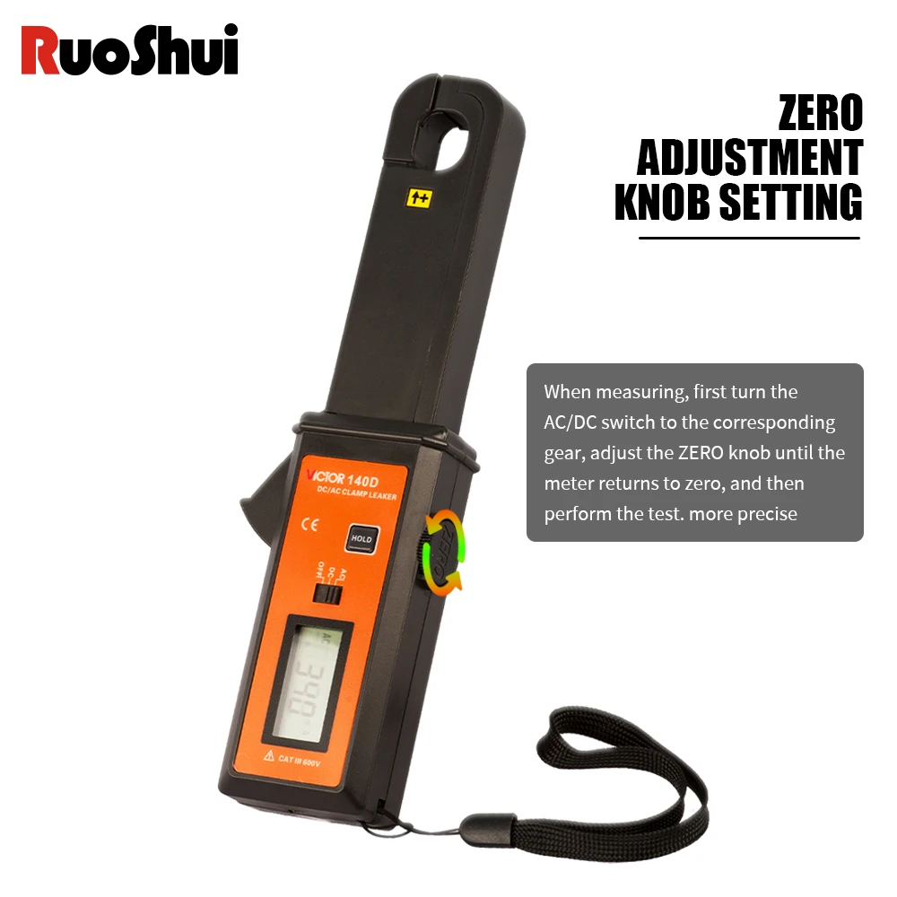 

Victor 140D Leakage Current Clamp Meter 0mA-60.0A Non-Contact Car Clamp Leaker Tester AC/DC Electrician Measuring Instrument