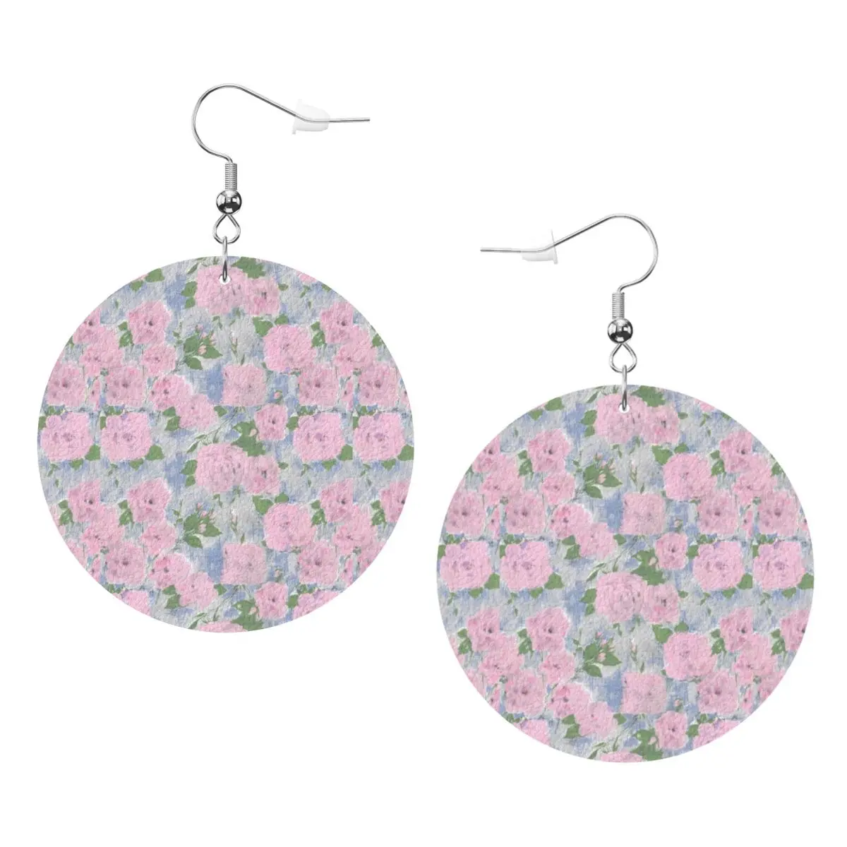 

Custom Floral Print Wallpaper Dangle Drop Earrings Leather Earrings for Women Fashion For Valentine's Day